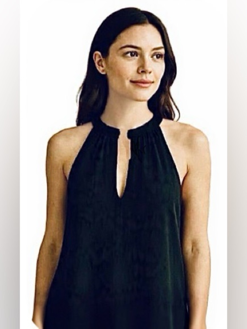 NWT RAMY BROOK Heather Silk Chiffon Blouse Split V Halter Neckline S MSRP $295